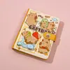 Caderno A5 de folhas soltas, fofo e estiloso, estilo ins, fecho magnético, couro PU macio, caderno de folhas soltas de desenho animado, atacado