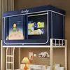 Cortina de Cama para Dormitorio Estudiantil Estilo Transfronterizo con Soporte de Mosquitero Integrado Cortina para Litera Individual Superior e Inferior de Dormitorio Toldo de Cama Blackout