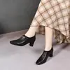 Zapatos de tacón alto para mujer, colección otoño/invierno 2026, punta cuadrada, corte profundo, zapatos de trabajo simples y elegantes de estilo francés, diseño sin cordones, tacón de grosor medio