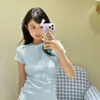 Camiseta Corta Versátil, Sencilla y Elegante para Mujer, Verano 2025, Top Casual Retro Ajustado para el Trabajo