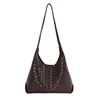 Bolso Cubo de Textura Tejida Retro para Mujer 2026 Nuevo Bolso de Hombro Grande Capacidad Bolso de Viaje Casual Super Popular Bolso Cruzado