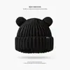 Sombrero de Lana Cálido de Otoño e Invierno Tejido a Mano con Corte en la Puntera Estilo Étnico para Mujer con Borla Protección para las Orejas Gorro de Punto Pulóver