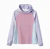 Camiseta Base de Ciclismo al Aire Libre de Verano, Secado Rápido, Bloqueo de Color, Malla Transpirable, Manga Larga con Capucha para Hombres y Mujeres 12142