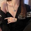 Colar Xadrez Pingente de Coração Conjunto de Pulseiras Moletom Tendência para Meninas Correntes de Suéter Corrente de Suéter Mulheres que Mudam de Temperatura Cruzamento