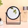 Espejo de tocador de hierro forjado estilo europeo para baño, cuidado de la piel, maquillaje, estudiante, giratorio, metálico, negro, de mesa, portátil, de escritorio, espejo de maquillaje
