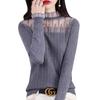 Estilo francês chique renda colarinho base camisa feminina meia gola tartaruga suéter fino estilo ocidental suéter de lã cabelo feminino rep
