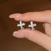 Pendientes Minimalistas de Diamantes Brillantes con un Toque de Moda y Sofisticación, Únicos y Frescos, Brazaletes de Oreja Versátiles con Forma de Cruz Simple