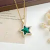 Colar Transfronteiriço Estilo Europeu e Americano Estrela Zircônia Microincrustada Colar para Mulheres, Luxo Leve Moda Aço Inoxidável de Alta Qualidade Corrente de Clavícula Acessório para Mulheres