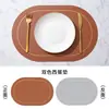 Suministro Directo de Fábrica Estilo Nórdico Bloques de Color Bicolor Ovalado Posavasos de Cuero Hotel Hogar Impermeable Resistente al Aceite Aislamiento Térmico Posavasos