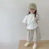 Calças Largas Listradas para Meninas Verão Finas Estilo Coreano Novidades Bebês Meninas Estilo Japonês Algodão Soltas Cropped Calças Casuais