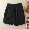 Pantalones de Verano 2026 Nuevos Sencillos de Color Sólido de Algodón y Lino de Corte Amplio Versátiles Delgados con Cintura de Cordón Adelgazantes de Longitud Media para Mujer