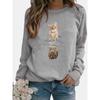 Ropa de mujer de comercio exterior 2023, primavera y otoño, dibujos animados 3D, linda mascota impresa, cuello redondo, manga larga, blusa ancha para mujer, combina con todo, venta directa de fábrica
