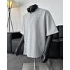 Camiseta Masculina Plus Size com Gola Alta e Meio Zíper, Manga Curta, M-8XL, Design Moderno, Manga Curta, DX1222