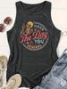 Camiseta Redonda con Estampado de Calavera y Letras Más Vendida de Amazon Primavera y Verano Casual Sin Mangas Chaleco de Comercio Exterior