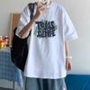 Camiseta de Manga Corta para Hombre 2025 Ins Verano Combinación Total Camiseta Blanca Estilo Hong Kong Holgada Top de Media Manga Ropa de Moda para Enamorados