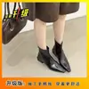 Botines de Tacón Grueso con Punta Francesa para Mujer 2026 Otoño/Invierno Nuevos Simples Versátiles Cremallera Trasera Diseño de Nicho Botas Adelgazantes
