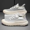 Sapatos de Malha Masculinos para o Verão Fly-knit Versátil Slip-on Tênis Respirável Fly-knit Sola Grossa Sapatos Casuais Sapatos de Maré Alta