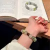 Isla Bosque RamasPulsera Original de Cristal Verde Natural con Jade, Fluorita, Cuarzo Verde Rutilado y Diseño Vintage Estilo Bosque