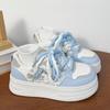 Sapatos Rosa Branco de Sola Grossa para Mulheres 2025 Novos Primavera e Outono Chique Nicho Versátil Estilo Campus