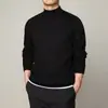 Suéter de cuello medio Otoño e Invierno 2024 para Hombre Camisa base de cuello medio Suéter simple de color liso japonés Moda para hombre