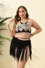 Conjunto de Top con Tiras de Ganchillo Puro Irregular con Bloques de Color y Borla Larga para Falda F1497-200119