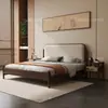 Estilo Tianxi Nanyang Estética Dinastia Song Madeira de Nogueira Preta 1,8m Algodão-Linho Encosto Macio Duplo Quarto Principal Modelo Novo 2026 Cama Grande