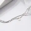 Pulsera de plata de ley 925 de doble capa de la suerte para mujer, estilo coreano, simple, estilo bosque estudiantil, diseño de nicho minimalista, personalizada para mejores amigas