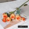 7 flores artificiais de rosa com borda queimada vintage, flores artificiais, flores secas para sala de estar, casamento, decoração externa, itens decorativos, adereços de fotografia