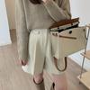 [No se aceptan devoluciones ni cambios] Pantalones Cortos de Traje de Lana para Mujer, Otoño e Invierno, de Cintura Alta, Corte en A, Pierna Ancha de Longitud Media, Estilo Casual Japonés y Coreano