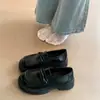 Mocasines de plataforma para mujer para hotel y oficina, zapatos de cuero negros sin cordones de suela gruesa, zapatos de trabajo de suela blanda que aumentan la altura