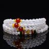 Ágata 108 pulsera de cuentas de Buda de múltiples círculos calcedonia piedra arenisca dorada mantra de seis palabras Rosario de tres círculos cuatro círculos