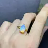 Anillo de Ópalo Natural para Dama Apertura Ajustable Atmósfera de Moda Piedra Principal 8x 12mm Gotas de Agua Grandes Salida de Fábrica