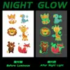 Pegatinas de Tatuaje Colección Zoo de Dibujos Animados que Brillan en la Oscuridad para Hombres y Mujeres Impermeables y de Larga Duración Pegatinas de Brazo para Niños con Diseño de Animales Lindos