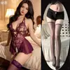 Body Sexy de Renda com Costas Abertas e Cadarço Abertura na Virilha Conjunto de Uniforme e Pijama Feminino Dropshipping