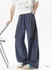 Pantalones cargo plisados de secado rápido estilo americano para hombre, pantalones de paracaidista deportivos de verano para exteriores, pantalones casuales holgados de pierna ancha, negro