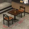 Mesa de Bar e Cadeiras Estilo Industrial Restaurante Loja de Churrasco Café Pub Speakeasy Casa de Chá Conjunto de Mesa e Cadeiras de Jantar para Casa em Madeira Maciça