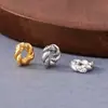 Plata de ley s925 incrustada con circonita, cuentas espaciadoras redondas retorcidas anudadas para guirnaldas de cuentas hechas a mano DIY, materiales dorados y plateados