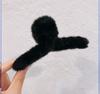 Pinza para el pelo rectangular de felpa grande y colorida para la parte posterior de la cabeza para mujer, elegante y suave, con forma de tiburón