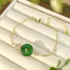 Pulseira Joia Crisoprásio Cabaça Fivela de Segurança Folha Pulseira Luxo Leve Alto Padrão Novo Estilo Chinês Feminino Atacado