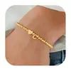 Pulseira de Contas com Pingente de Letra 26 Corações Moda Joias Design Pulseira para Mulheres Tendência