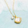 Pingente de pérola de concha pulseira de pérola fritilar branca Vietnã areia ouro em forma de O colar de clavícula jóias femininas para namorada