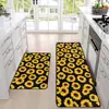 Tapete de Cozinha Girassol Amazon Transfronteiriço Tapete de Porta Flores da Primavera Tapete Impresso Duas peças em estoque