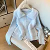 Cárdigan de Punto de Lujo Estilo Chanel con Doble Cremallera Suave Otoño/Invierno Nuevo Llegada Solapa Abrigo Suéter de Piel Sintética