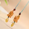 Sândalo desenho animado elefante fofo pingente criativo madeira maciça corrente de celular bolsa pendente de chave USB pendente de chave acessório