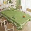 Mantel de PVC Estilo Pastoral Fresco Mariposa Verde Impermeable, Resistente al Aceite, Resistente al Calor para Mesa de Comedor Rectangular del Hogar