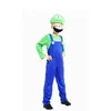 June 1 Disfraz de Cosplay para Hombres y Niños Máscara de Fiesta Disfraz de Fontanero Verde Super Mario para Padres e Hijos