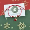 Pulseiras de Natal Mais Vendidas na Europa e América, Sino, Floco de Neve, Peças de Liga de Zinco e Argila Polimérica do Papai Noel, Pulseiras Trançadas à Mão