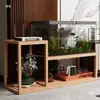 Soporte para Acuario y Soporte para Flores de Madera Maciza Integrado, Combinación de Piso Alto-Bajo para Sala de Estar, Base para Acuario con Estante de Almacenamiento Multicapa de Carga