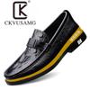 Zapatos de Cuero Casual de Negocios para Hombre con Patrón de Cocodrilo de la Marca Ckvusamg, Piel de Vaca de Primera Capa, Aumento Interno de Altura, Forro de Lana para Invierno