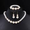 Collar de perlas de moda europea y americana, pendientes, pulsera de tres piezas, accesorios de dama de honor femenina, accesorios de cuentas simples, collar de diamantes